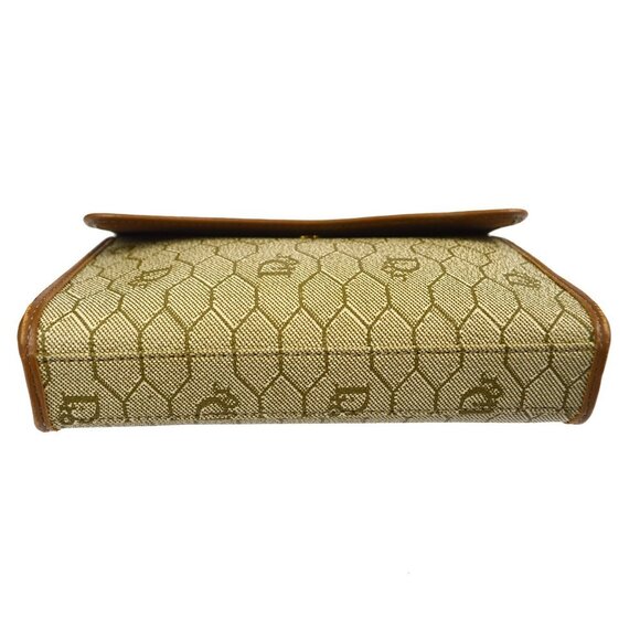 Christian Dior Honeycomb Pattern Clutch Bag Pouch Beige PVC - Picture 4 of 13